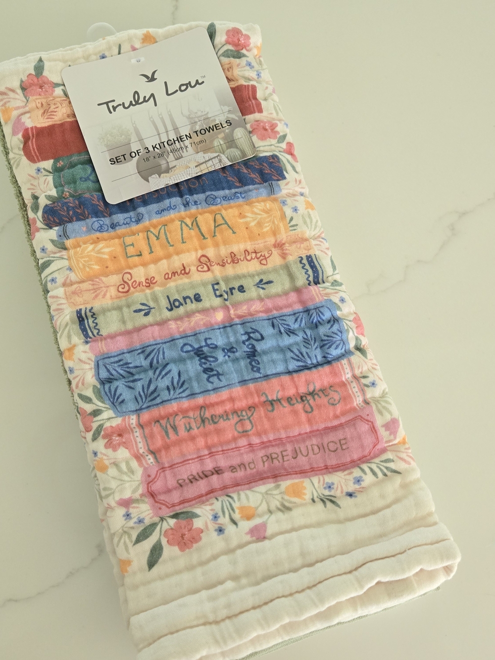 Truly Lou Book Lover Kitchen Towels Set of 3 New With Tags